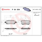 P 54 034 Bremsbelagsatz, Scheibenbremse PRIME LINE