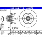 ATE 24.0109-0171.2 Bremsscheibe 249,0x9,0mm, 4x108,0, voll, beschichtet
