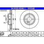 2x ATE 24.0322-0248.1 Bremsscheibe PowerDisc 2x ATE 24.0322-0248.1 Bremsscheibe PowerDisc