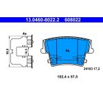 ATE 13.0460-8022.2 Bremsbelagsatz, Scheibenbremse ATE 13.0460-8022.2 Bremsbelagsatz, Scheibenbremse
