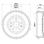 Hella 8DT 355 301-731 Bremstrommel
