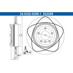 ATE 24.0322-0209.1 Bremsscheibe PowerDisc