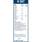 BOSCH H 307 Scheibenwischer Rear 3 397 011 429