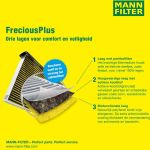 MANN-FILTER FP 26 028-2 Innenraumfilter FreciousPlus Aktivkohlefilter mit Polyphenol, antibakteriell, Feinstaubfilter (PM 2.5)