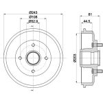 Hella 8DT 355 300-261 Bremstrommel