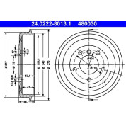 ATE | Bremstrommel | 24.0222-8013.1