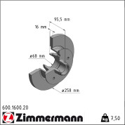 Zimmermann | Bremsscheibe | 600.1600.20