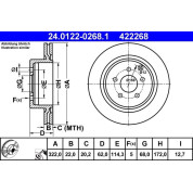 ATE | Bremsscheibe | 24.0122-0268.1