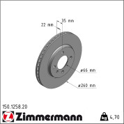 Zimmermann | Bremsscheibe | 150.1258.20