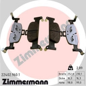 Zimmermann | Bremsbelagsatz, Scheibenbremse | 22402.960.1