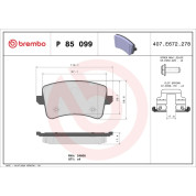 Brembo | Bremsbelagsatz, Scheibenbremse | P 85 099