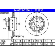 ATE | Bremsscheibe | 24.0322-0236.1