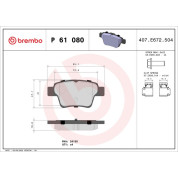 Brembo | Bremsbelagsatz, Scheibenbremse | P 61 080