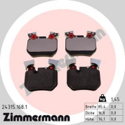 Zimmermann | Bremsbelagsatz, Scheibenbremse | 24315.168.1