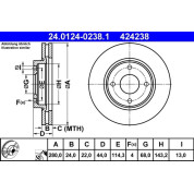 ATE | Bremsscheibe | 24.0124-0238.1