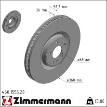 Zimmermann Bremsscheibe Coat Z 460.1555.20
