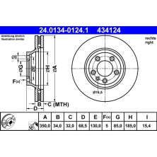 ATE 24.0134-0124.1 Bremsscheibe 350mm, 5x130,0, Belüftet ATE 24.0134-0124.1 Bremsscheibe 350mm, 5x130,0, Belüftet