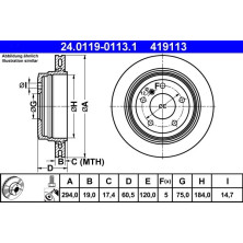 ATE | Bremsscheibe | 24.0119-0113.1
