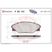 Brembo | Bremsbelagsatz, Scheibenbremse | P 83 137