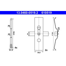 13.0460-0519.2 Zubehörsatz, Scheibenbremsbelag