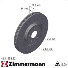 ZIMMERMANN 460.1553.52 Bremsscheibe VORNE RECHTS Ø 350mm ZIMMERMANN 460.1553.52 Bremsscheibe VORNE RECHTS Ø 350mm