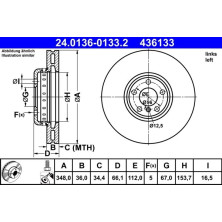ATE 24.0136-0133.2 Bremsscheibe Ø348mm, 5x112,0, Verbundbremsscheibe, Belüftet, beschichtet, hochgekohlt ATE 24.0136-0133.2 Bremsscheibe Ø348mm, 5x112,0, Verbundbremsscheibe, Belüftet, beschichtet, hochgekohlt