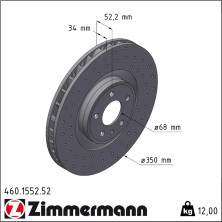 ZIMMERMANN 460.1552.52 Bremsscheibe VORNE LINKS Ø 350mm ZIMMERMANN 460.1552.52 Bremsscheibe VORNE LINKS Ø 350mm