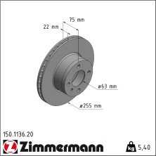 Zimmermann | Bremsscheibe | 150.1136.20