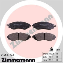 Zimmermann | Bremsbelagsatz, Scheibenbremse | 24062.170.1