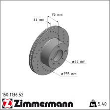 Zimmermann | Bremsscheibe | 150.1136.52
