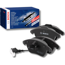 BOSCH 0 986 424 797 Bremsbeläge Low-Metallic, mit integriertem Verschleißsensor, mit Anti-Quietsch-Blech, mit Kolbenclip