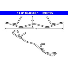 2 x ATE Feder, Bremssattel 11.8116-0340.1