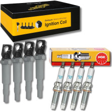 NGK 91785 Zündkerzensatz (4x) mit Zündspule für BMW 1er 3er 5er