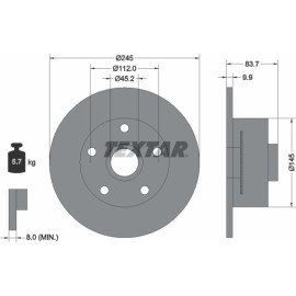 TEXTAR 92154303 Bremsscheibe für AUDI A4 245m, voll, beschichtet, mit ABS-Sensorring, ohne Radlager TEXTAR 92154303 Bremsscheibe für AUDI A4 245m, voll, beschichtet, mit ABS-Sensorring, ohne Radlager