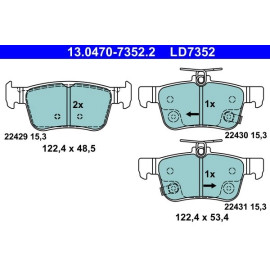ATE 13.0470-7352.2 Bremsbelagsatz, Scheibenbremse Ceramic ATE 13.0470-7352.2 Bremsbelagsatz, Scheibenbremse Ceramic