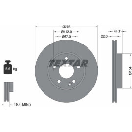 TEXTAR 92131903 Bremsscheibe PRO 276x22mm, innenbelüftet TEXTAR 92131903 Bremsscheibe PRO 276x22mm, innenbelüftet