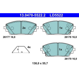 Bremsbelagsatz, Scheibenbremse 13.0470-5522.2 Bremsbelagsatz, Scheibenbremse 13.0470-5522.2