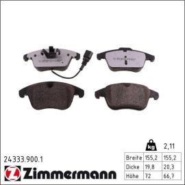 Bremsbelagsatz, Scheibenbremse 24333.900.1 Bremsbelagsatz, Scheibenbremse 24333.900.1