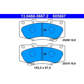 ATE 13.0460-5667.2 Bremsbelagsatz, Scheibenbremse ATE 13.0460-5667.2 Bremsbelagsatz, Scheibenbremse