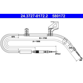 Seilzug, Feststellbremse 24.3727-0172.2 Seilzug, Feststellbremse 24.3727-0172.2