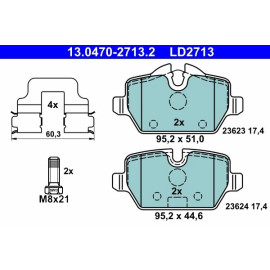 Bremsbelagsatz, Scheibenbremse 13.0470-2713.2
