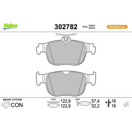 Valeo 302782 Bremsbelagsatz, Scheibenbremse ESSENTIAL Valeo 302782 Bremsbelagsatz, Scheibenbremse ESSENTIAL