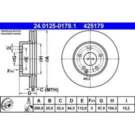 ATE 24.0125-0179.1 Bremsscheibe für MERCEDES-BENZ C-Klasse Ø288mm, 5x112,0, Belüftet ATE 24.0125-0179.1 Bremsscheibe für MERCEDES-BENZ C-Klasse Ø288mm, 5x112,0, Belüftet