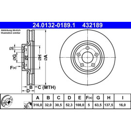 ATE 24.0132-0189.1 Bremsscheibe 316mm, 5x108,0, Belüftet, beschichtet ATE 24.0132-0189.1 Bremsscheibe 316mm, 5x108,0, Belüftet, beschichtet