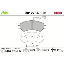 Valeo 301276A Bremsbelagsatz, Scheibenbremse EXPERT Valeo 301276A Bremsbelagsatz, Scheibenbremse EXPERT