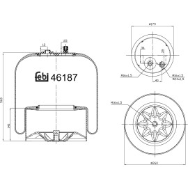 FEBI BILSTEIN 46187 Federbalg, Luftfederung FEBI BILSTEIN 46187 Federbalg, Luftfederung