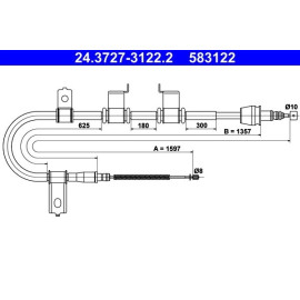 Seilzug, Feststellbremse 24.3727-3122.2 Seilzug, Feststellbremse 24.3727-3122.2