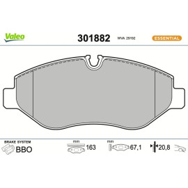 Valeo 301882 Bremsbelagsatz, Scheibenbremse ESSENTIAL Valeo 301882 Bremsbelagsatz, Scheibenbremse ESSENTIAL