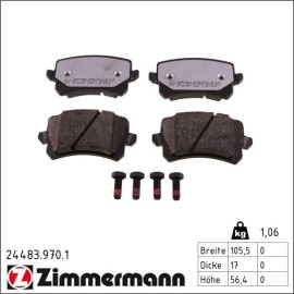 Bremsbelagsatz, Scheibenbremse 24483.970.1 Bremsbelagsatz, Scheibenbremse 24483.970.1