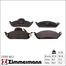 Bremsbelagsatz, Scheibenbremse 23193.165.1 Bremsbelagsatz, Scheibenbremse 23193.165.1